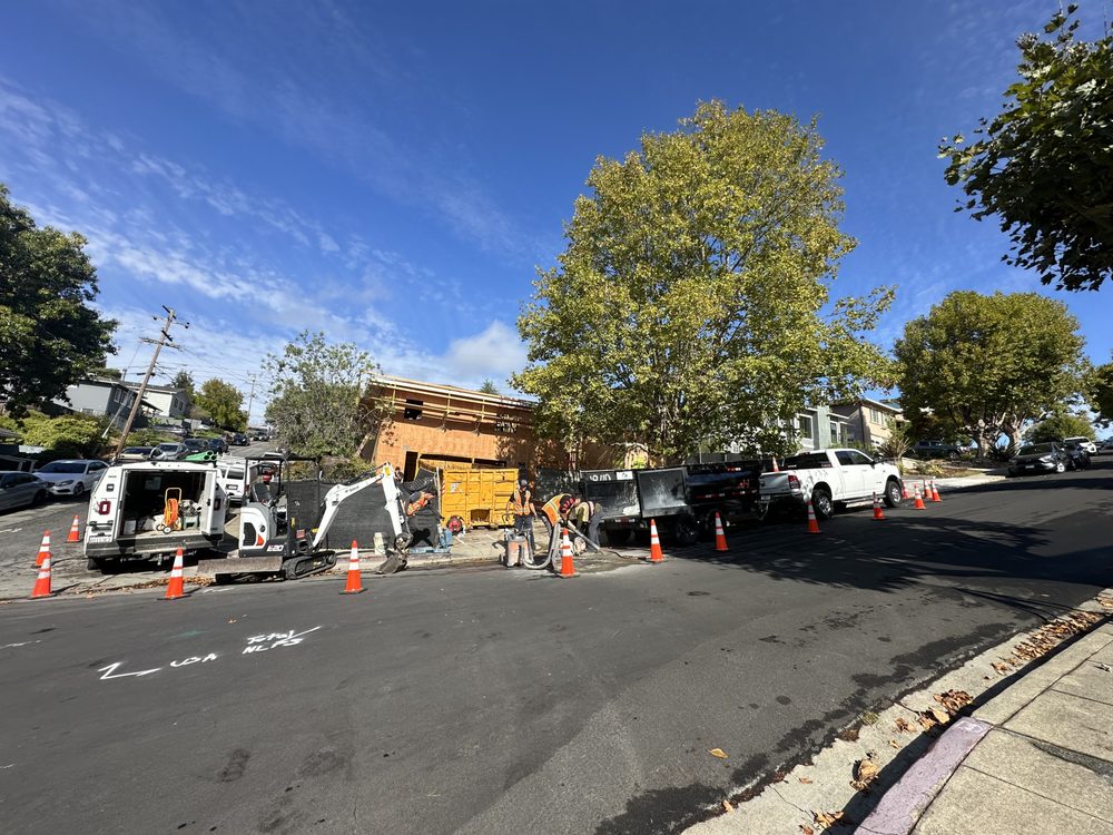 Gas line trenching and pipe installation at commercial property in San Francisco