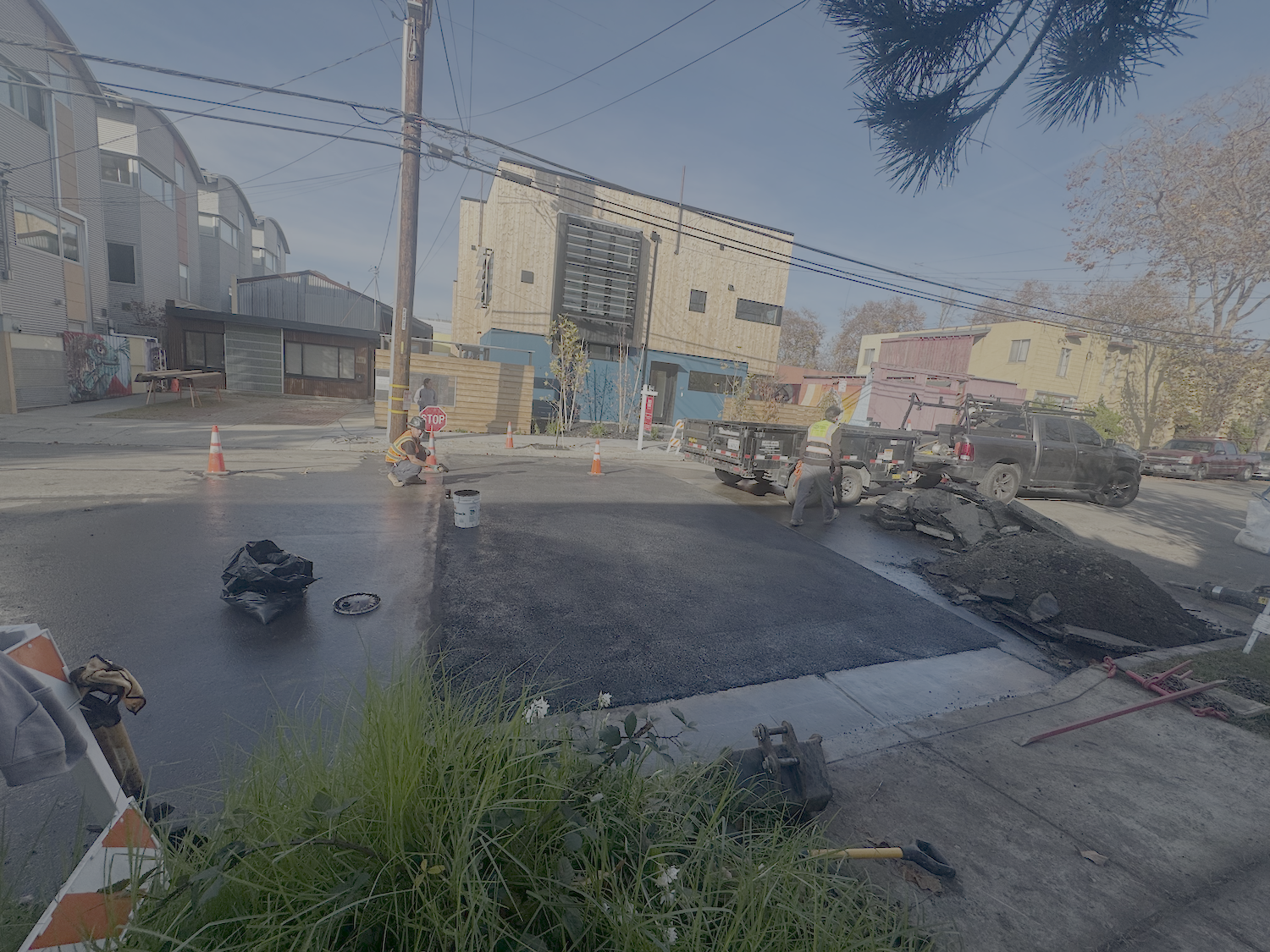 Street paving and restoration after underground plumbing work in Bay Area