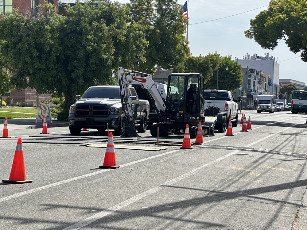 Underground sewer pipe replacement work at a Bay Area residential property